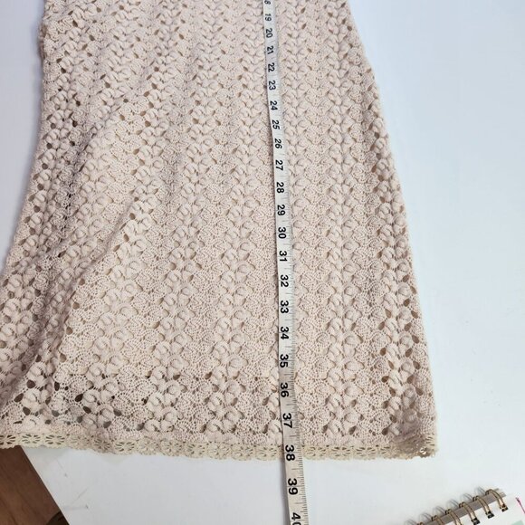 Free People Ivory Crochet Gypsy Boho Scoop Midi Sheath Dress Size Large - Picture 13 of 13